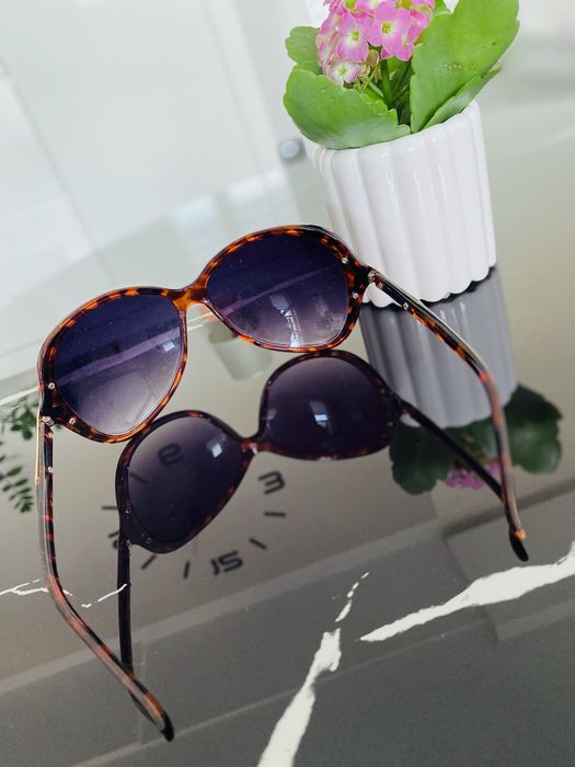 Okulary przeciwsłoneczne damskie brązowe panterka