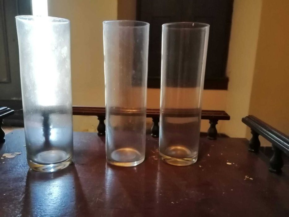conjunto de 3 copos altos e transparentes