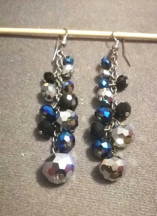 Kolczyki srebrno chabrowe bardzo dobry stan