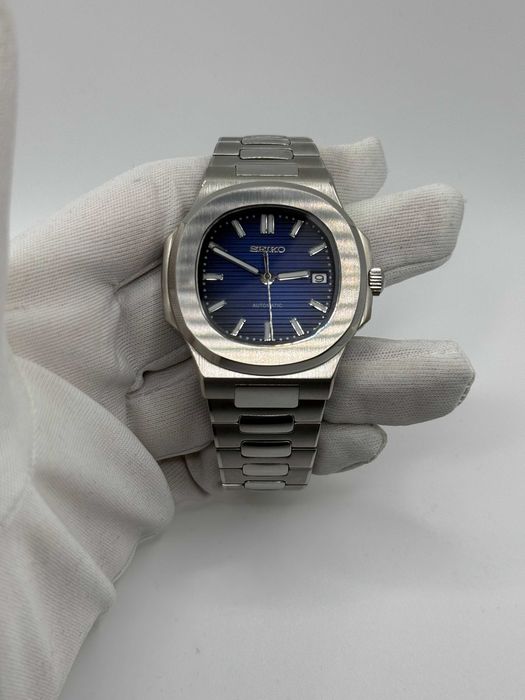 Zegarek Seiko Mod Nautilus Silver Deep Blue
