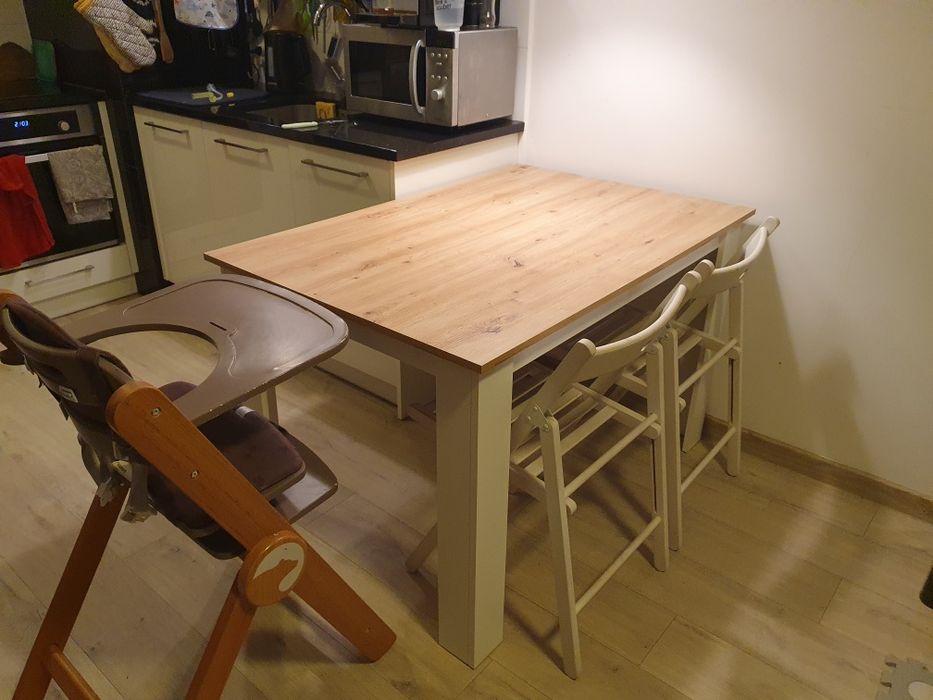 Stół biały + dąb, 120*80cm jak nowy, możliwość dowozu