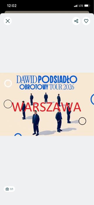 Dawid Podsiadło 3 bilety Warszawa 28.06.26