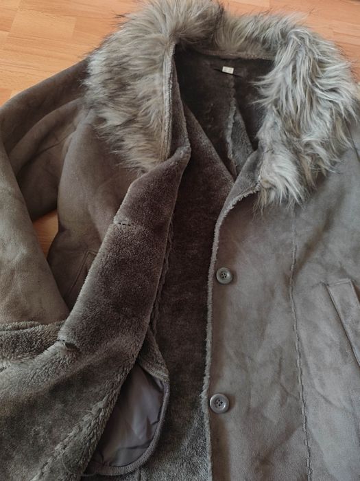 Kożuch damski z futerkiem spring winter jacket Eco faux fur coat luxur