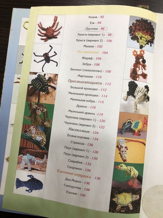 Книга по плітінню з бісеру, дерева, фігурки