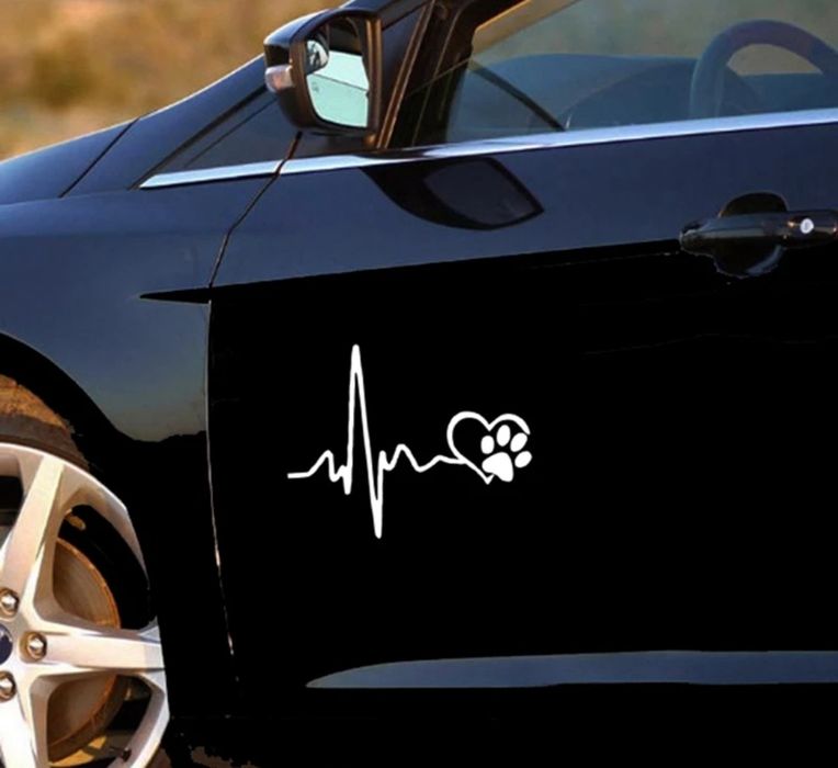 EKG ŁAPA łapka - Linia życia - 13cm x 10cm - naklejka na auto ścianę