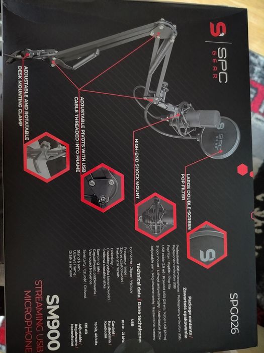 Mikrofon SPC Gear sm900 z filtrem i statywem