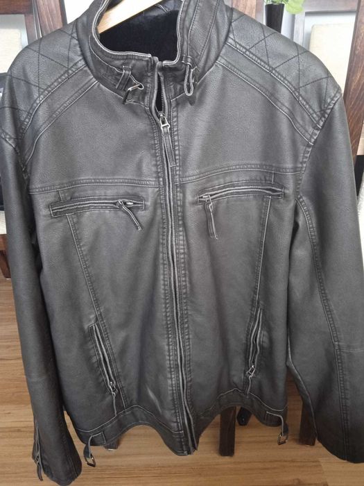 Meska kurtka skorzana XXXL ocieplana futerko