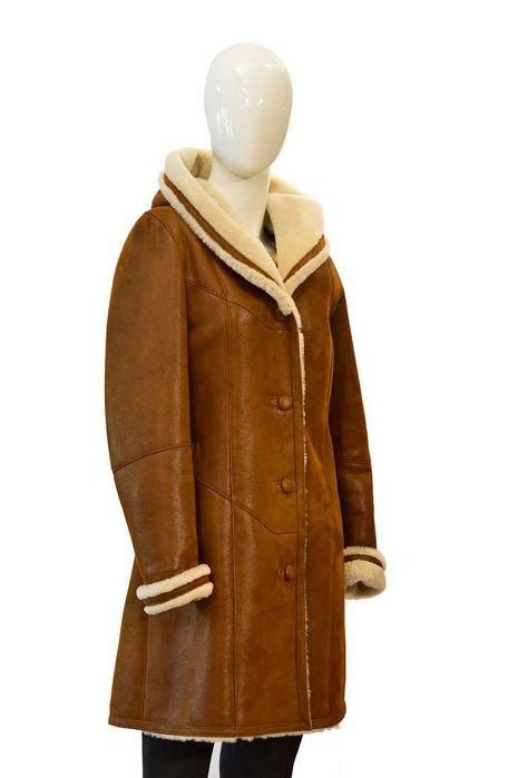 - 20 % Black week Kożuch Damski długi z kapturem Merino