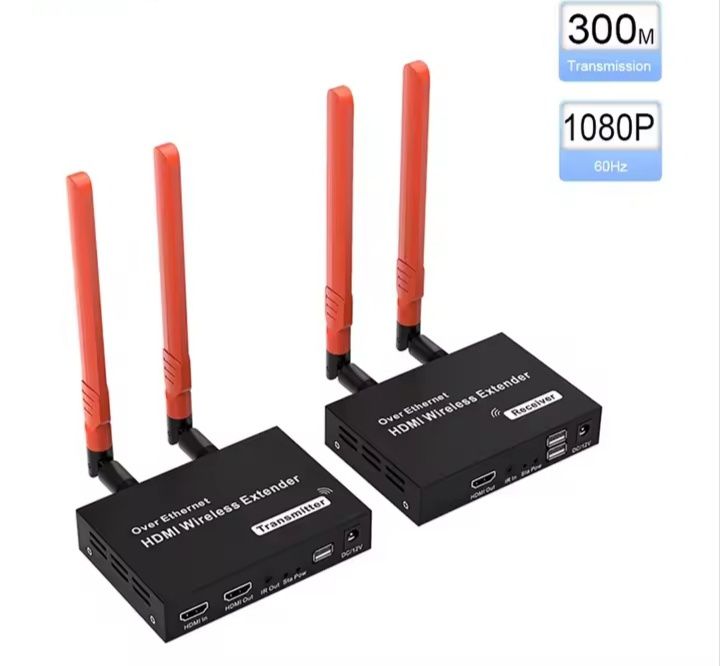 Extensor KVM HDMI sem fio 5.8G 300m 1080P USB HDMI KVM Transmissor e Receptor de Vídeo sem fio com IR HDMI Loop-Out para PC TV DVD