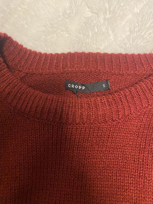 Sweterek bordowy CROPP w paski kolorowe