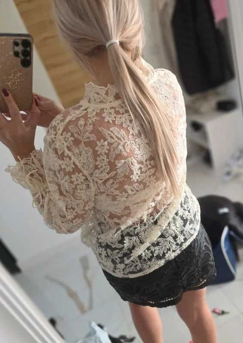 Bluzka koronkowa nowa, elegancka koszula r.M