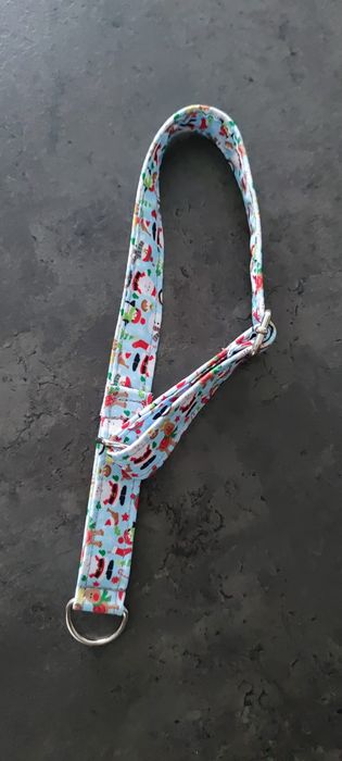 Nowa obroża półzaciskowa dla psa świąteczny wzór 2,5cm dł max 60 cm