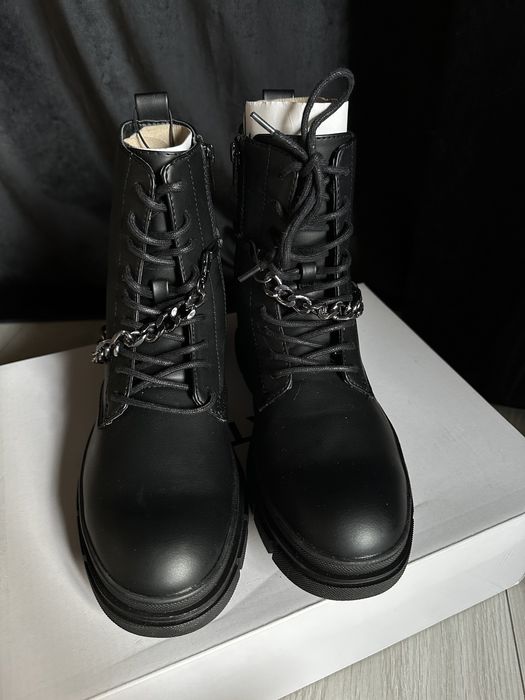 Yourturn botki sznurowane łańcuch 38 buty czarne traktory zalando