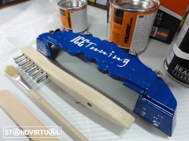 Tinta alta temperatura Foliatec de cor Azul Racing Brilhante para bombas / pinças travão, kit 3 c.