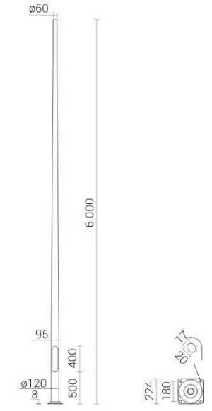 Słup aluminiowy SAL-6 inox C45 ROSA kat. 42207/c45