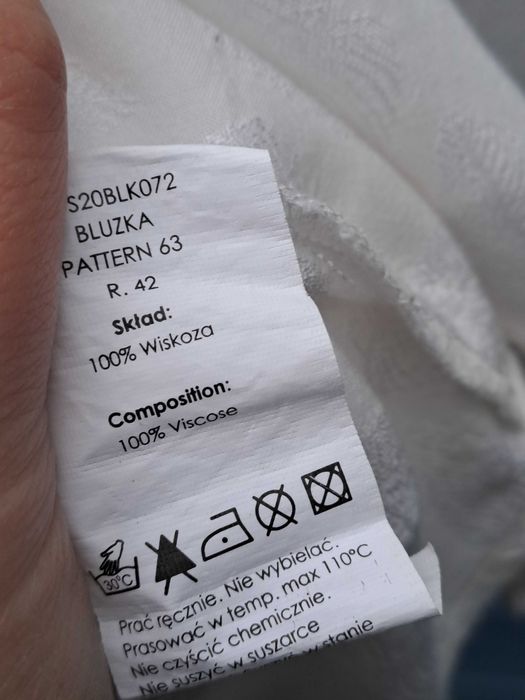 Bluzka carmen Greenpoint biała roślinny wzór boho 42 L XL wiskoza
