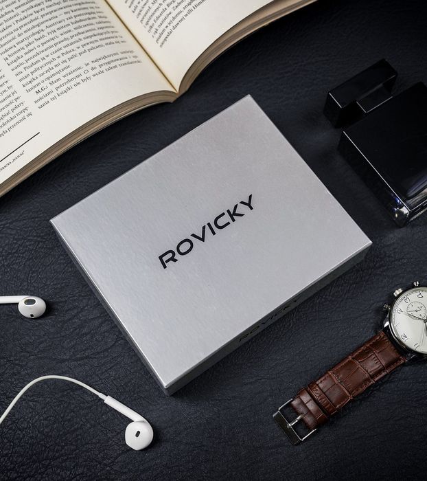 skórzany portfel męski z ochroną kart rfid protect - rovicky