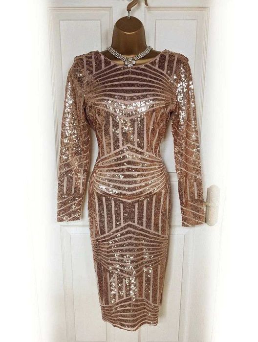 Блестящее золотистое платье пайетки BooHoo