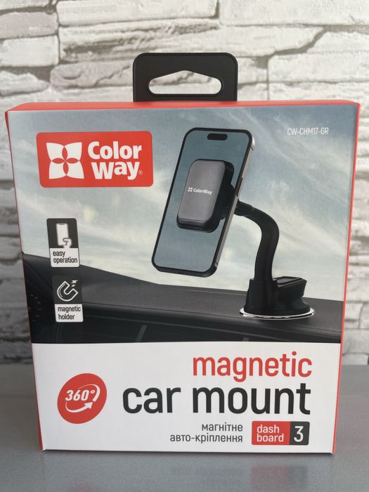 Автодержатель ColorWay магнитный Dashboard-3 360°