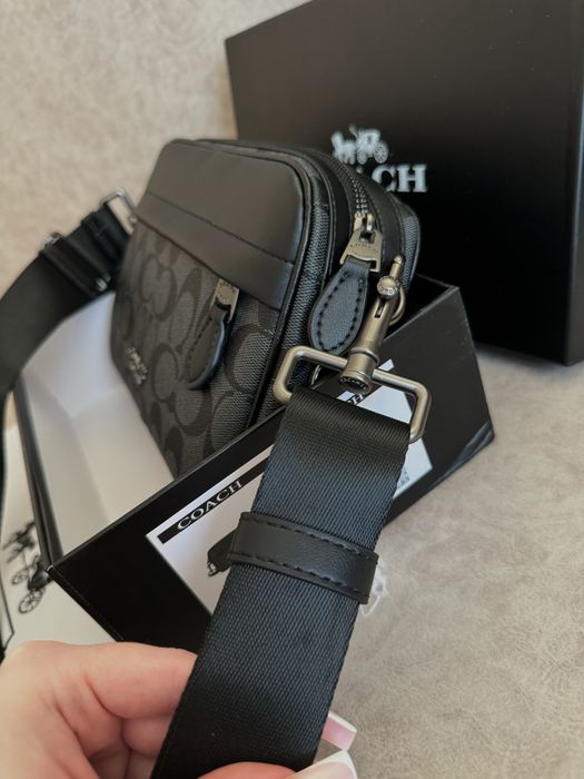 Сумка Coach коуч коач месенжер шкіряний через плече бананка