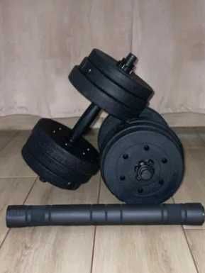 Hantle 2x10KG regulowane bitumiczne gryf łącznik +20KG obciążenia NOWE