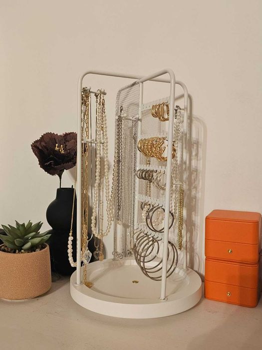 Obrotowy szkatułka stojak na biżuterię organizer ekspozytor glamour