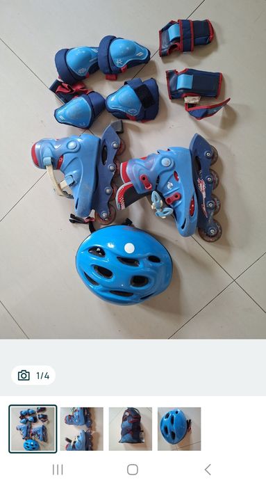 zestaw: rolki r. 30-33 (regulacja), kask + ochraniacze
