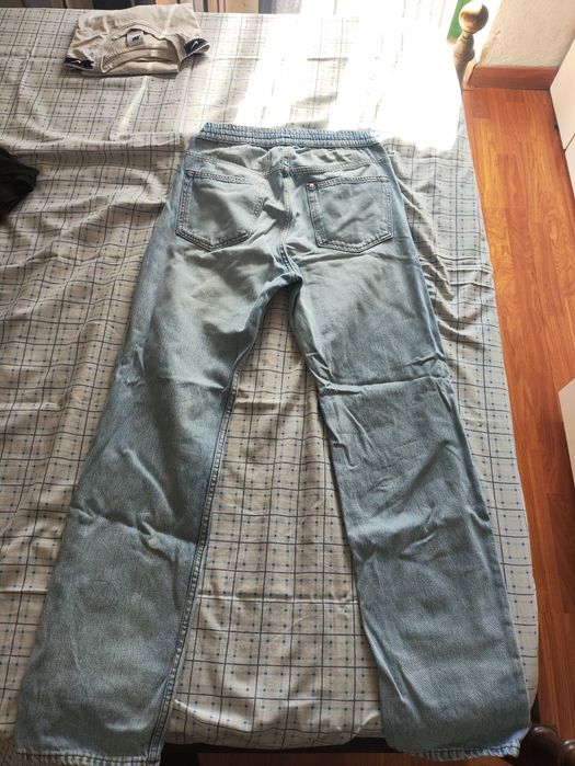 Calça de ganga jeans azul claro homem relaxed fit xs