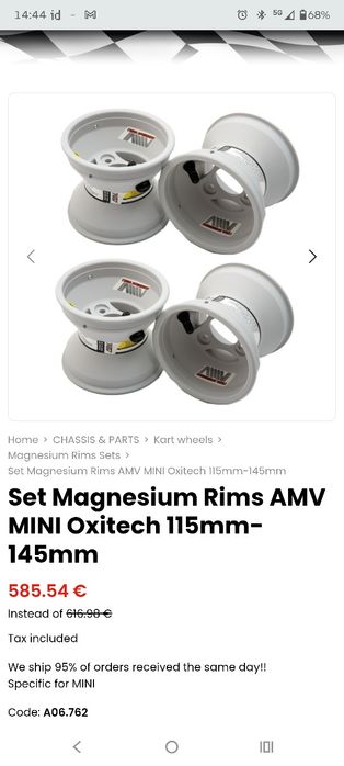 Jantes kart mini magnésio oxitech