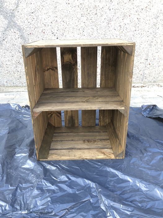 Drewniana skrzynka / regał handmade – rustykalny styl, naturalne drewn