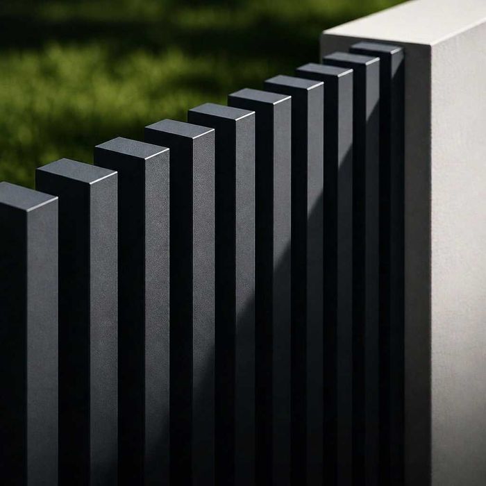 ogrodzenie grzebieniowe aluminiowe pionowe poziome mur betonowy L