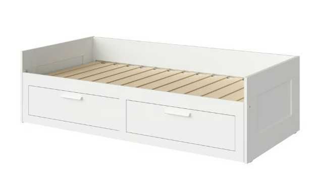 Łóżko BRIMNES Ikea z 2 szufladami biały 80x200 cm + 2 materace