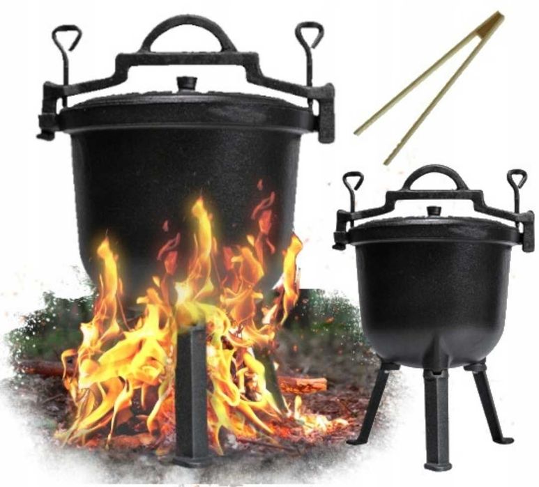 OKAZJA !!! KOCIOŁEK żeliwny myśliwski 4L na ognisko garnek GRATIS !!!