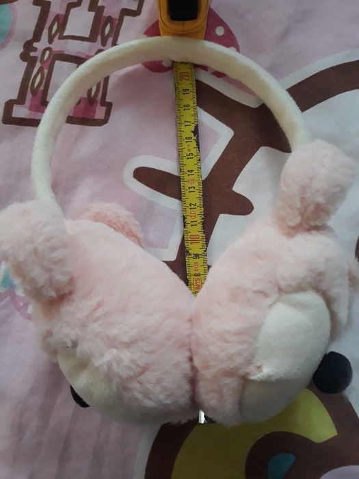 Biało-pudrowo różowe nauszniki teddy bear, Flying Tiger