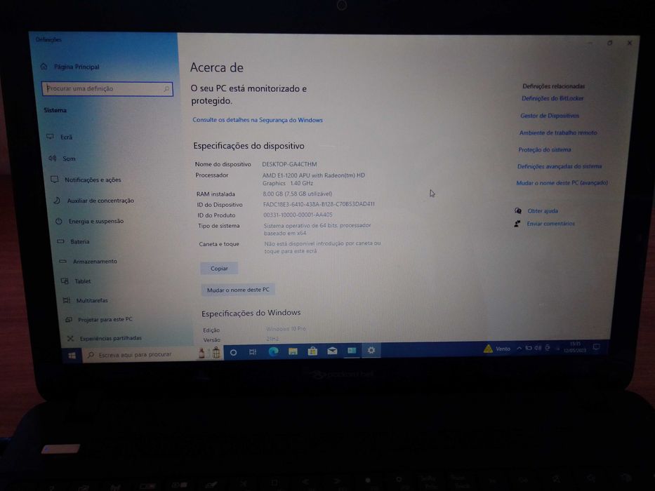 Portátil Packard Bell Easy Note TE