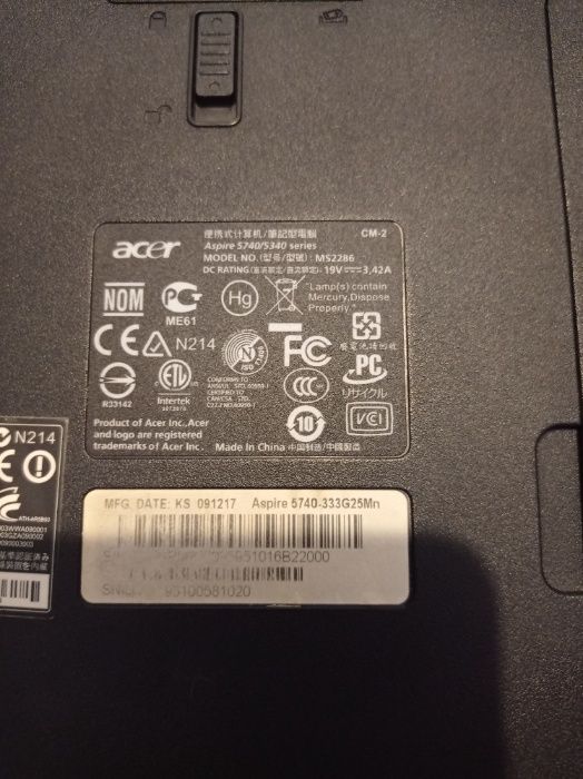 Laptop Acer Aspire 5740 i3 - 4GB RAM - SSD 128GB - Windows 10