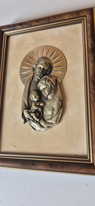 Stary obrazek Święta Rodzina relief T15