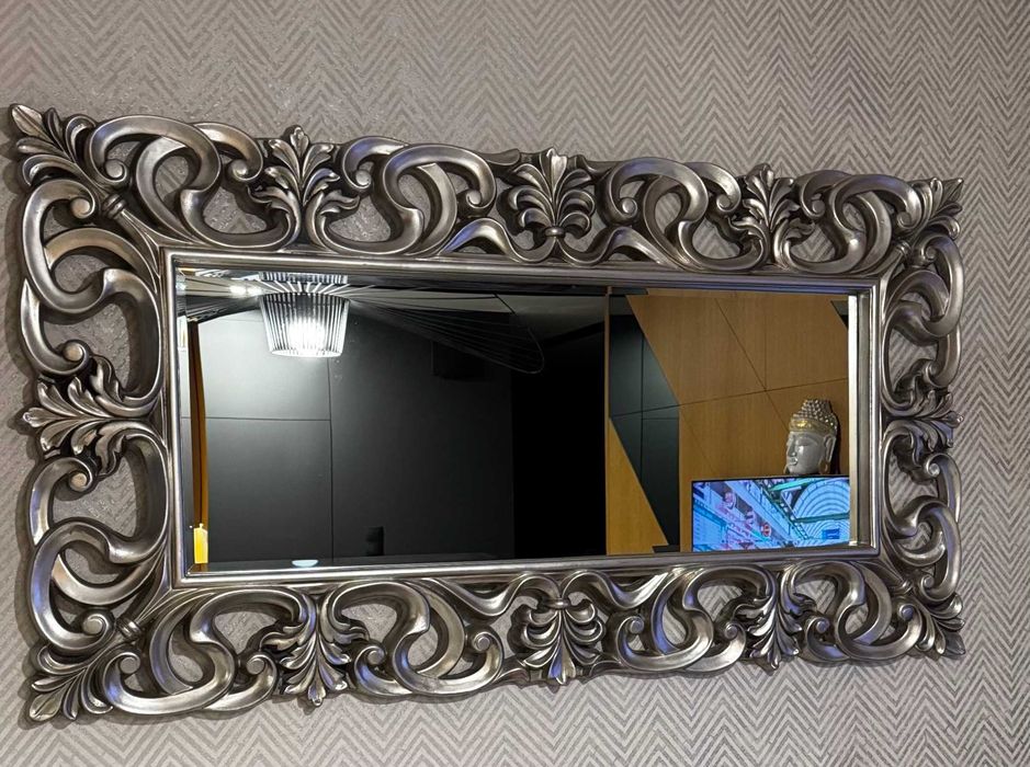 Lustro w srebrnej ramie 90x180 cm kryształowe