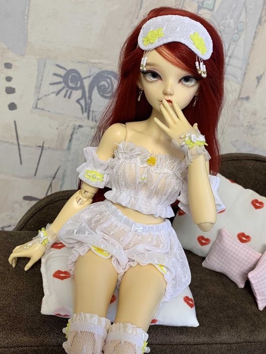 Біла піжамка для bjd ляльки Minifee