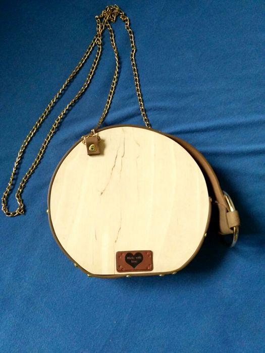 Torebka damska na łańcuszku drewniana Handmade