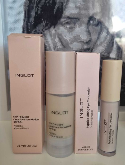 INGLOT Skin Focused Care SPF 50 301 + korektor Peptide Lifting 202