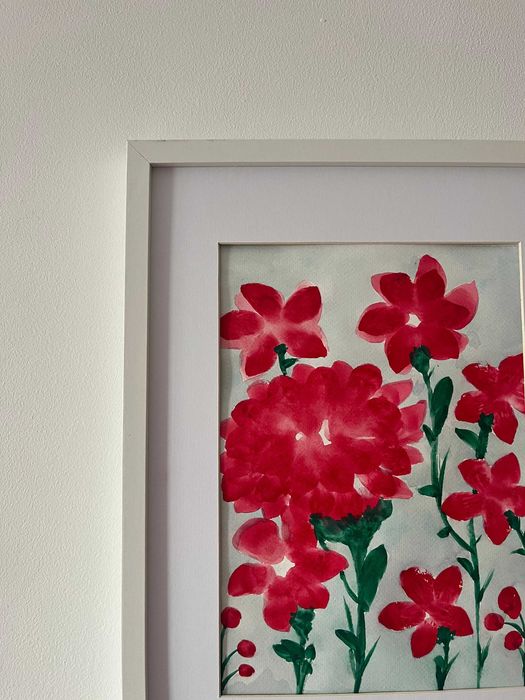 Pintura abstrata floral em aguarela