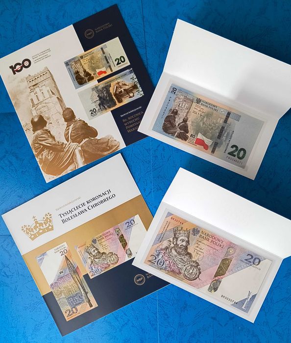 Komplet 17 banknotów kolekcjonerskich NBP + foldery + gratis!