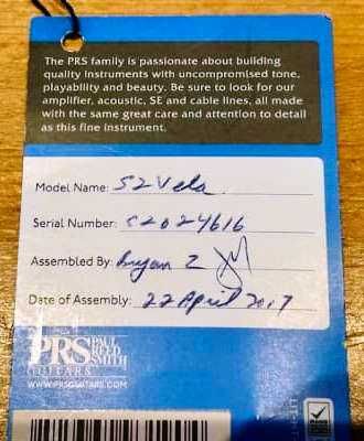 Guitarra PRS S2 Vela Satin Charcoal. Made in USA.