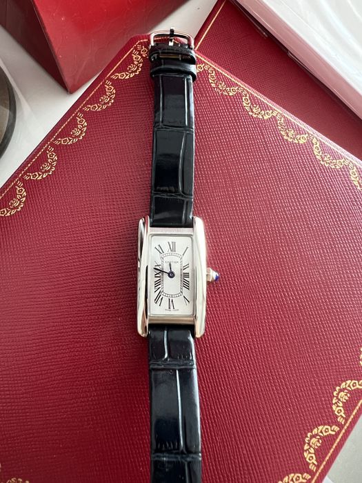 Zegarek damski Cartier Tank granatowa skóra