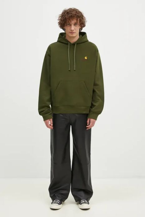 Bluza z kapturem zielona z logo Carhartt XS