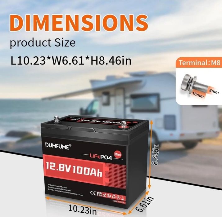 Акумулятор mini LiFePO4 12.8V 100Ah Dumfume