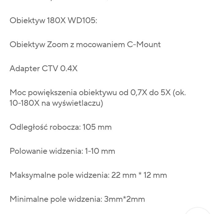 Obiektyw mikroskopowy WD105 x180