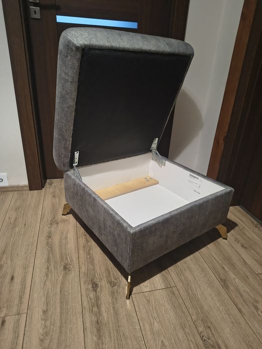 Pufa-2szt szara, ze złotymi nogami, cena za 2szt