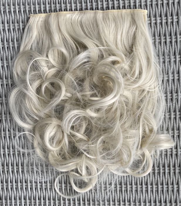 Premium Ultra włosy doczepiane, platynowy blond, clip in, loki 259.